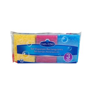 Set de Esponjas Rectangulares Davidel 3ud para aseo e higiene