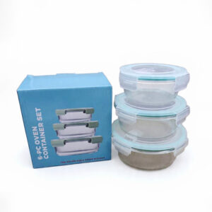 Set de recipientes de vidrio redondos con tapa hermética - Útiles del hogar