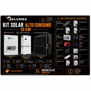 Kit Solar Alto Consumo Inversor 10KW Batería 15KW Kit Solar de alto consumo con inversor de 10KW y batería de 15KW para ...