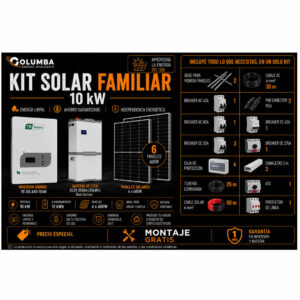 Kit Solar Familiar Inversor de 10KW con 12KW de Batería