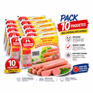 Salchichas de Pollo Perdix 10 Paqt 340g Paquete de 10 salchichas de pollo Perdix de 340g, listas para cocinar