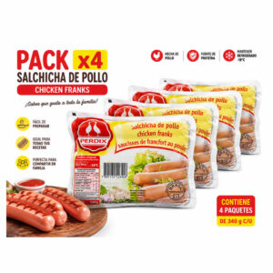 Salchichas de Pollo Perdix 4 Paqt 340g Salchichas de Pollo Perdix pack de 4 unidades de 340g