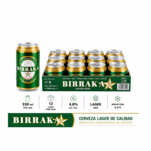 Cerveza Birraka 12ud 330ml Pack de Cerveza Birraka de 12 unidades de 330ml con un contenido alcohólico de 4,8%