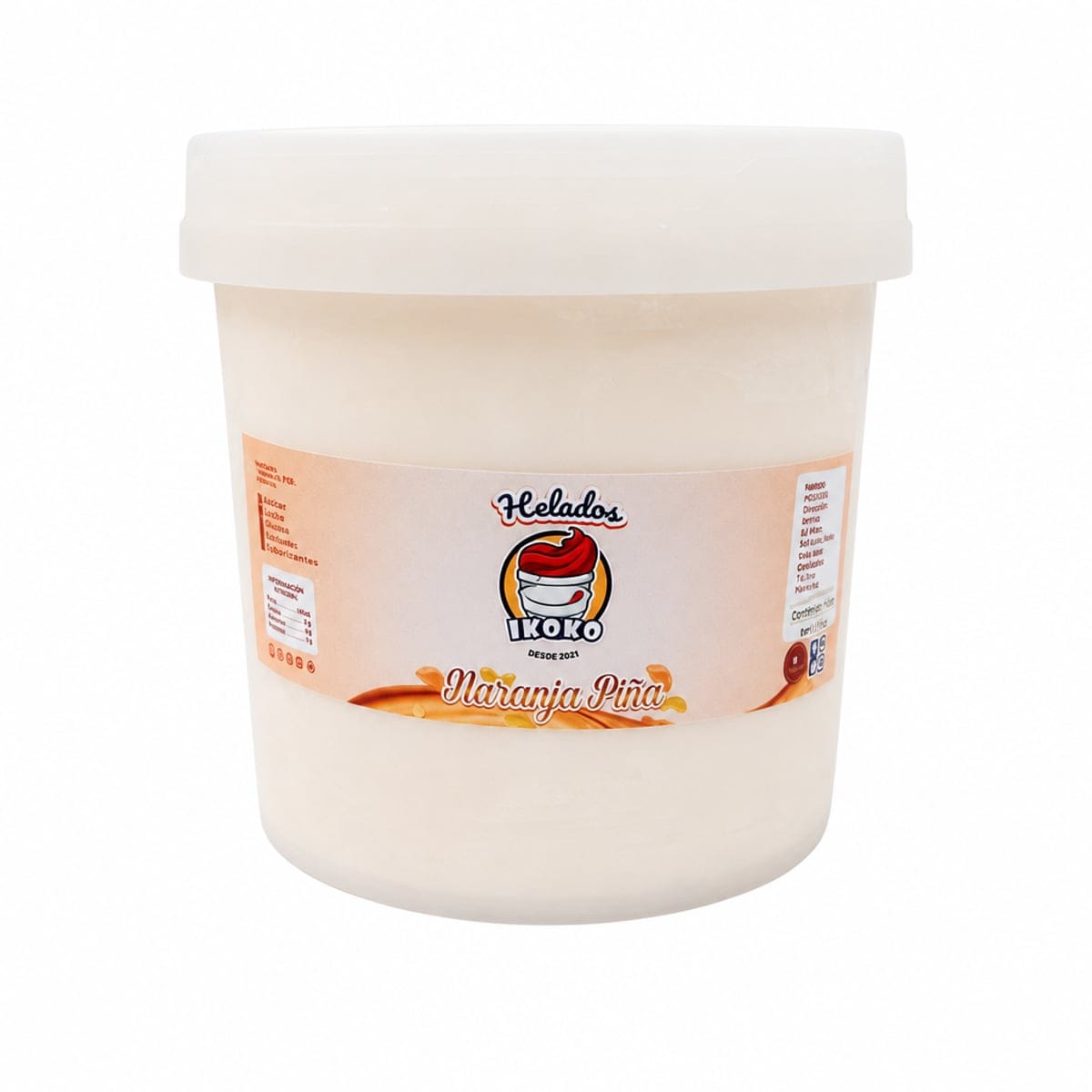 Helado Ikoko sabor Naranja Piña 4L, postre cremoso y refrescante