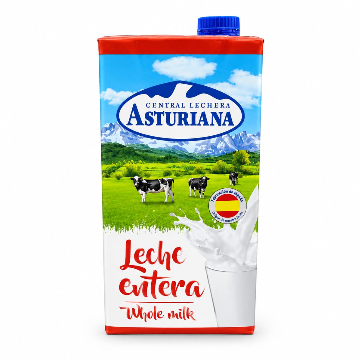 Leche Entera Fluida Asturiana 1L, ideal para desayunos y batidos