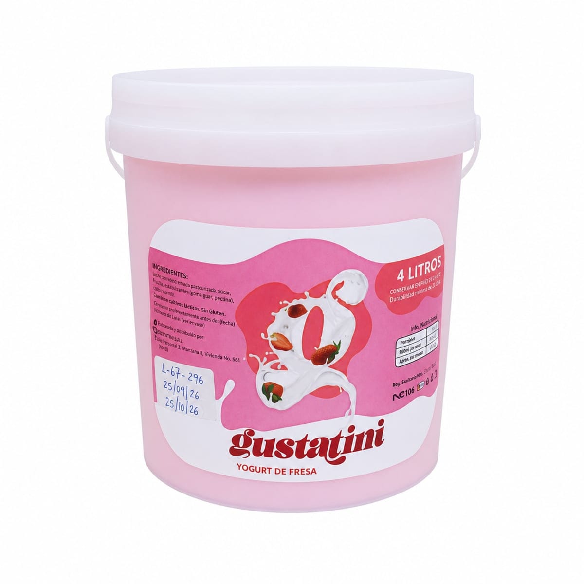 Yogur Fresa Gustatini 4Lt, delicioso y versátil para disfrutar en postres