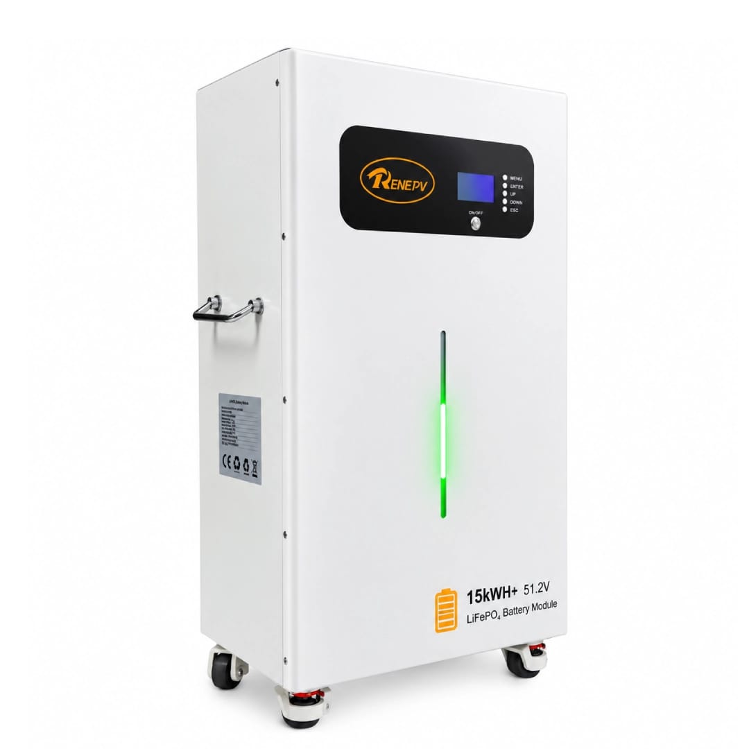 Batería de Litio RENEPV 15KWh/300Ah para respaldo y almacenamiento de energía en el hogar y proyectos prácticos.