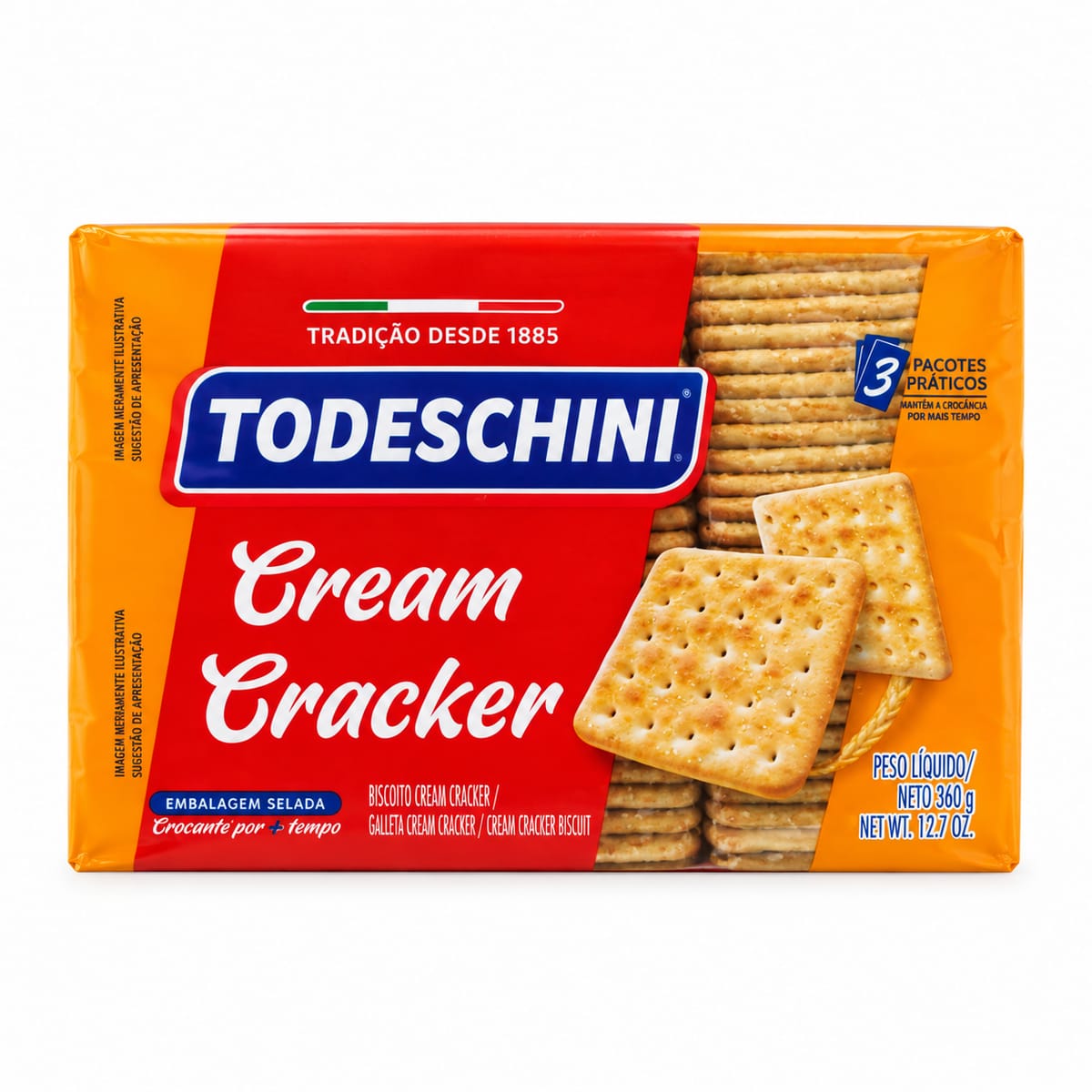 Galleta sabor Cream Craker 360g Todeschini, ideal para compartir y disfrutar.