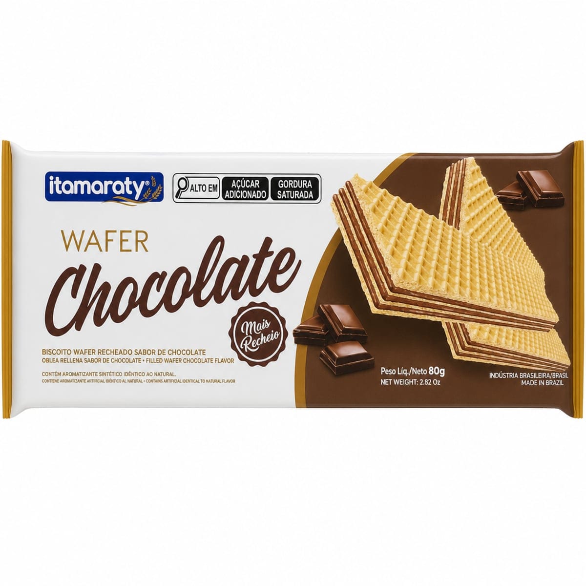 Sorbeto Wafer sabor Chocolate 80g Itamaraty, snack crujiente y delicioso